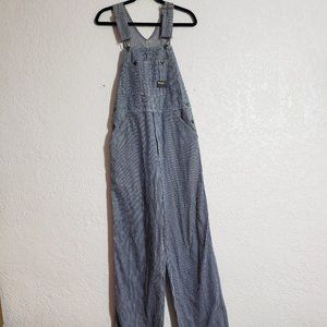 Vintage OshKosh Vestbak Railroad Green Trim Stripes Adult Overalls 30/32 Unisex